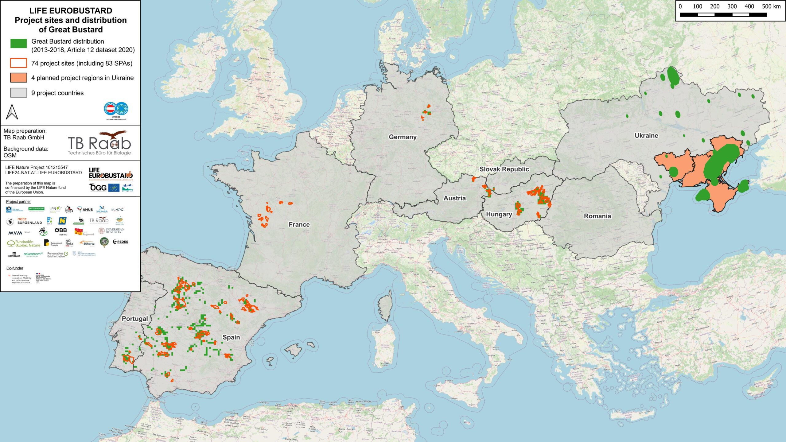 great bustard distribution europe